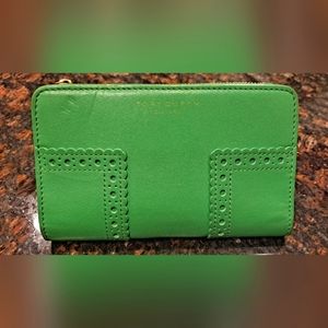 Tory Burch | Court Green Brogue Leather Wallet